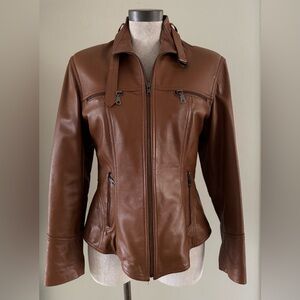 Chestnut Brown Leather Jacket Medium